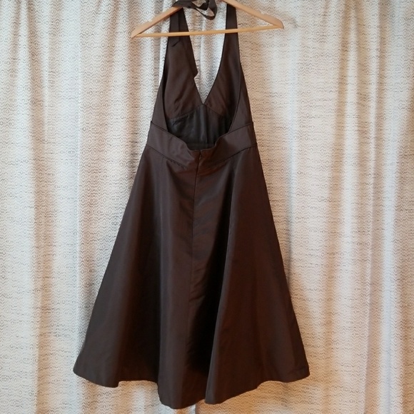 5/$25 J Crew Silk Halter Dress Brown Size 6 PETITE - Picture 5 of 6